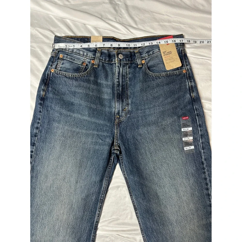 Levis 565 '97 Loose Straight Jeans Mens 33x32 Medium Wash Blue 100% Cotton NWT